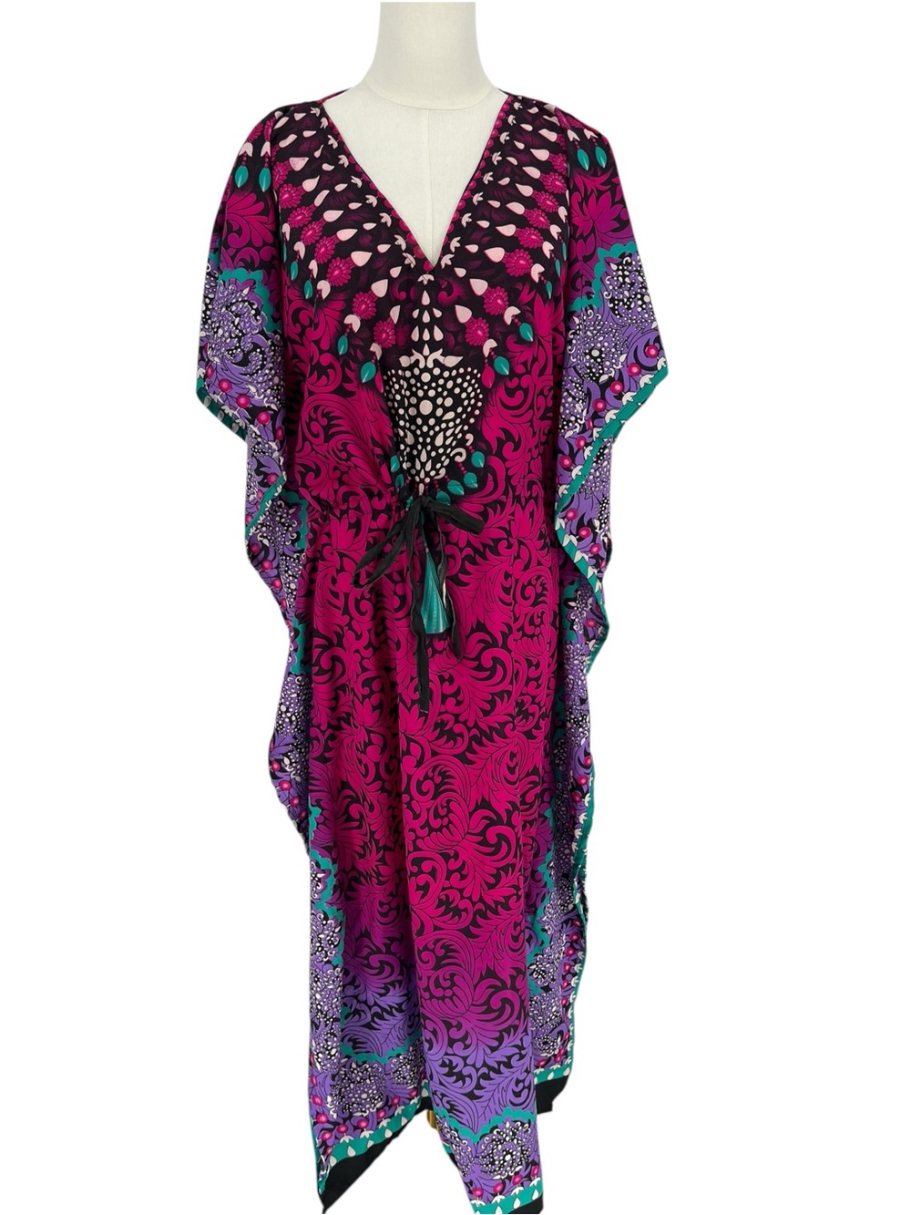 Cute Options Boho Kaftan Dress Free Size Pink Purple Rayon Maxi